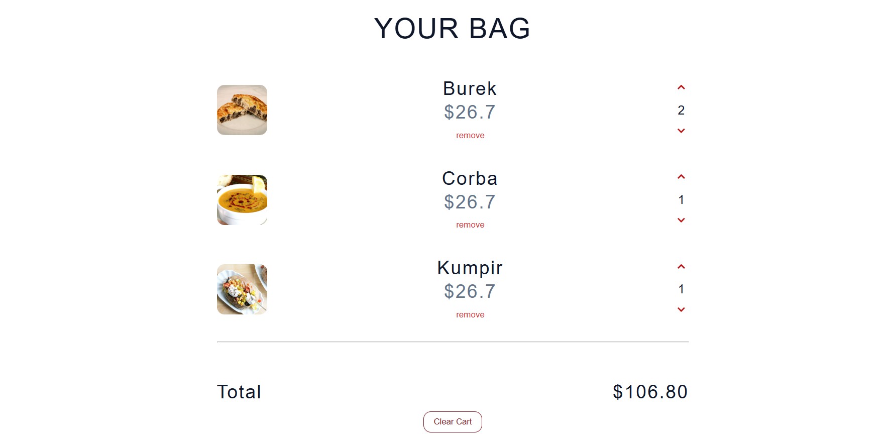 Bukhara restaurant shopping cart