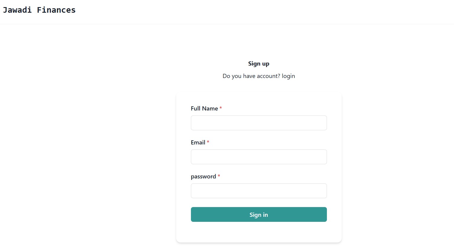 Jawadi Finances Sign up