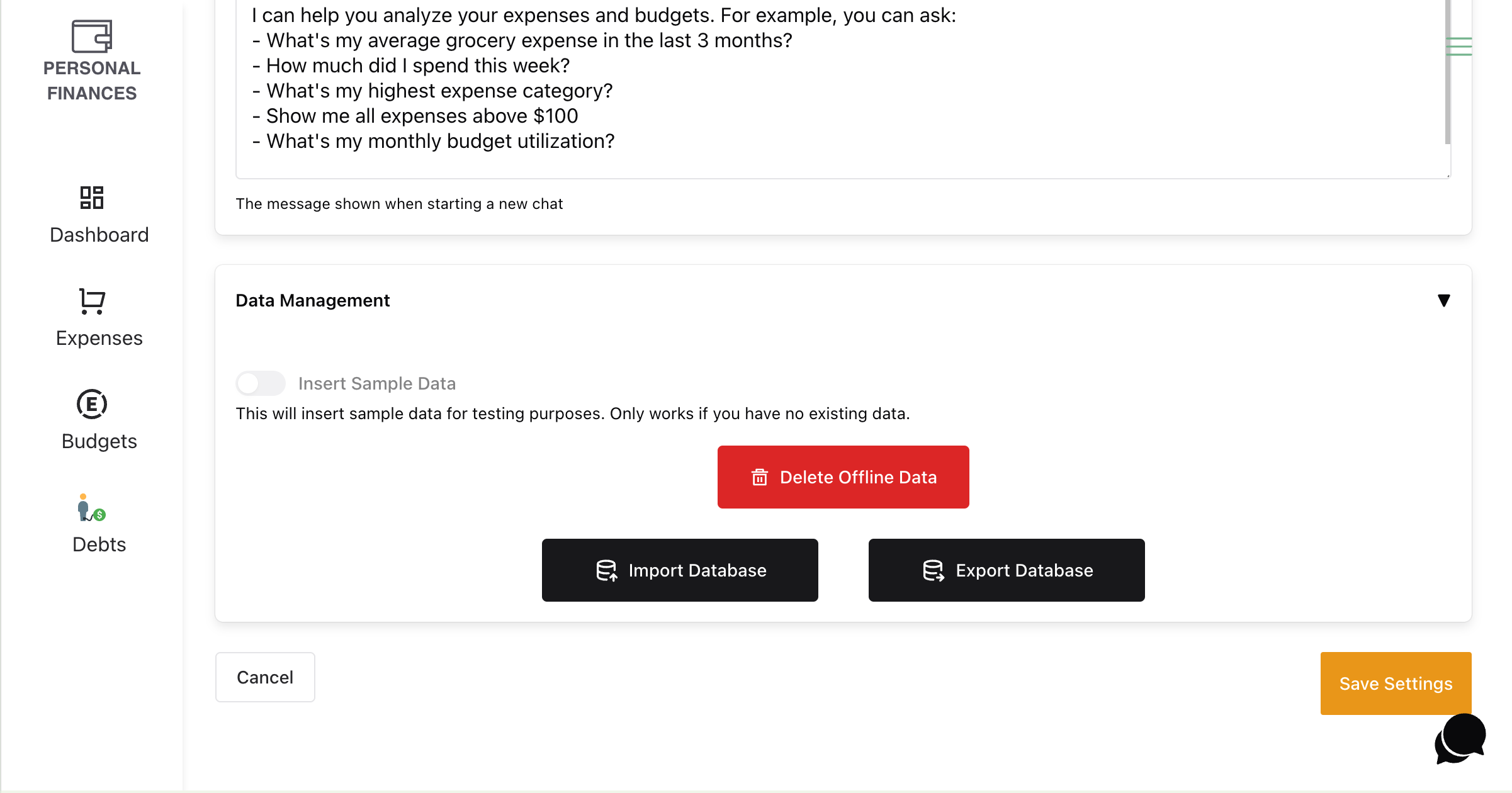 Personal Finances Data Management
